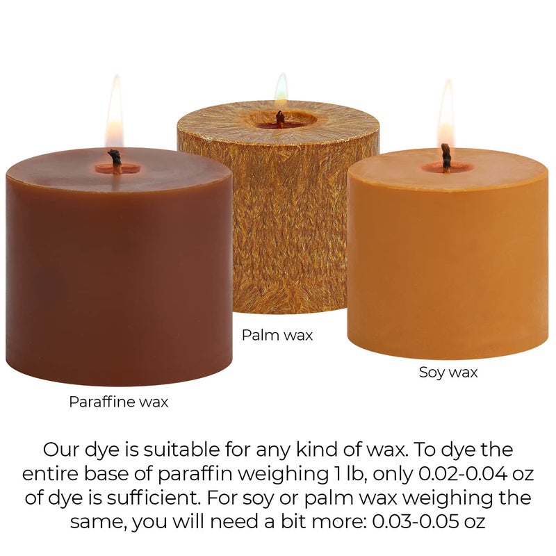 Candle Shop صبغة شمعة بنية 2 أونصة لصنع الشموع الصويا - صبغات شمع الشموع عالية التركيز - رقائق صبغة ملونة مميزة لمتجر الشموع للصويا، شمع النحل، البارافين - Image 5
